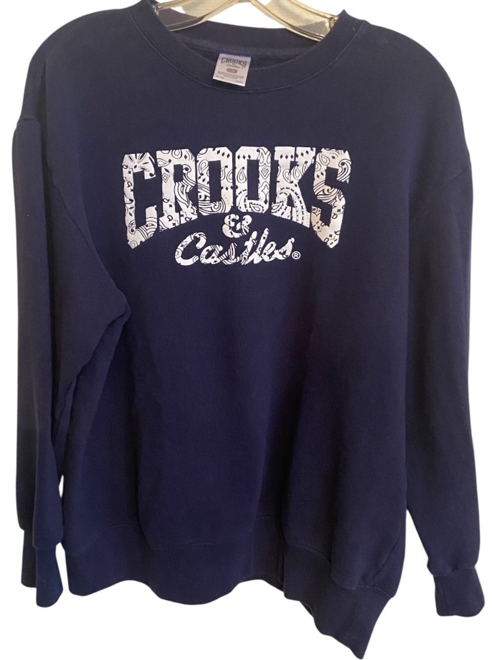 Crooks & Castles Y2K Graphic Crewneck long sleeve navy blue Sweatshirt – Men’s X